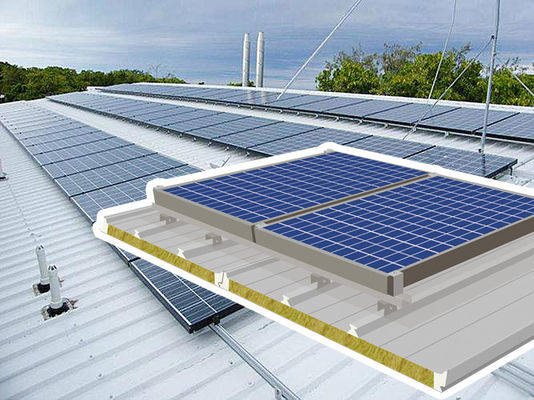 Feuerdichtes Solarpanelsystem mit PU-Felsenwolle und Glaswollkern