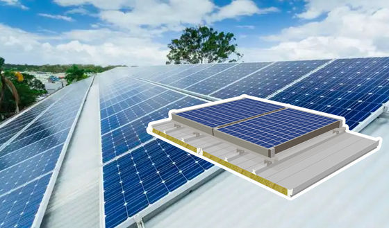 Anpassbare Länge Photovoltaik-Dachplatte mit PU-Glas Wollkern und 1000 mm Breite