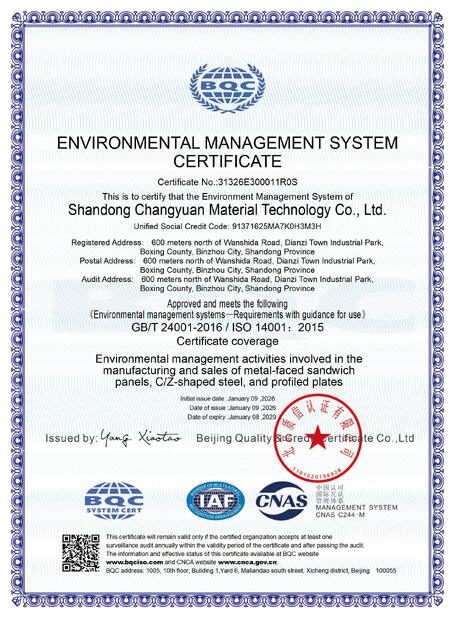 China Shandong Changyuan Material Technology Co., Ltd. zertifizierungen